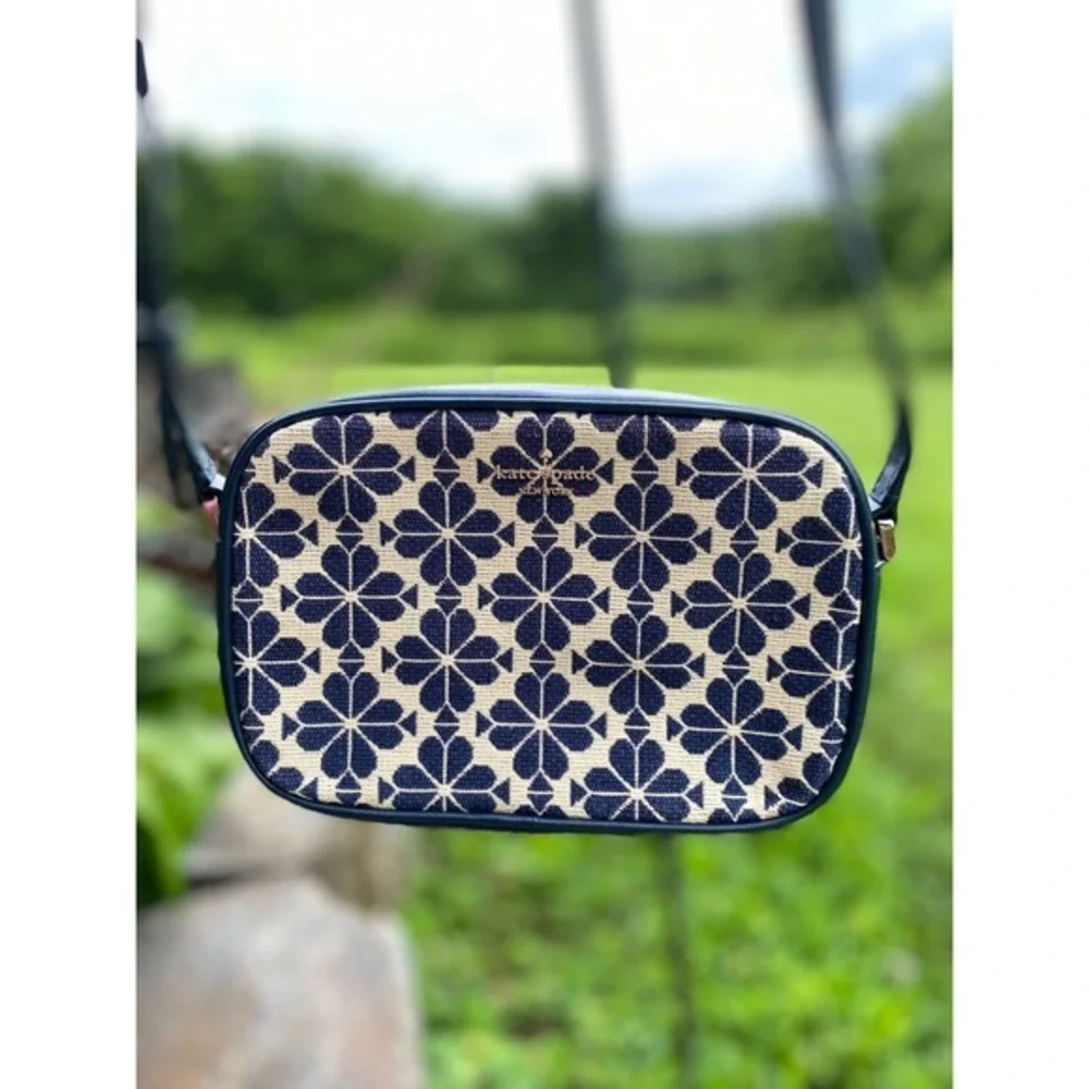 Kate Spade New‎ York Spade Flower Jacquard Mini Camera Bag Blue Multi Crossbody